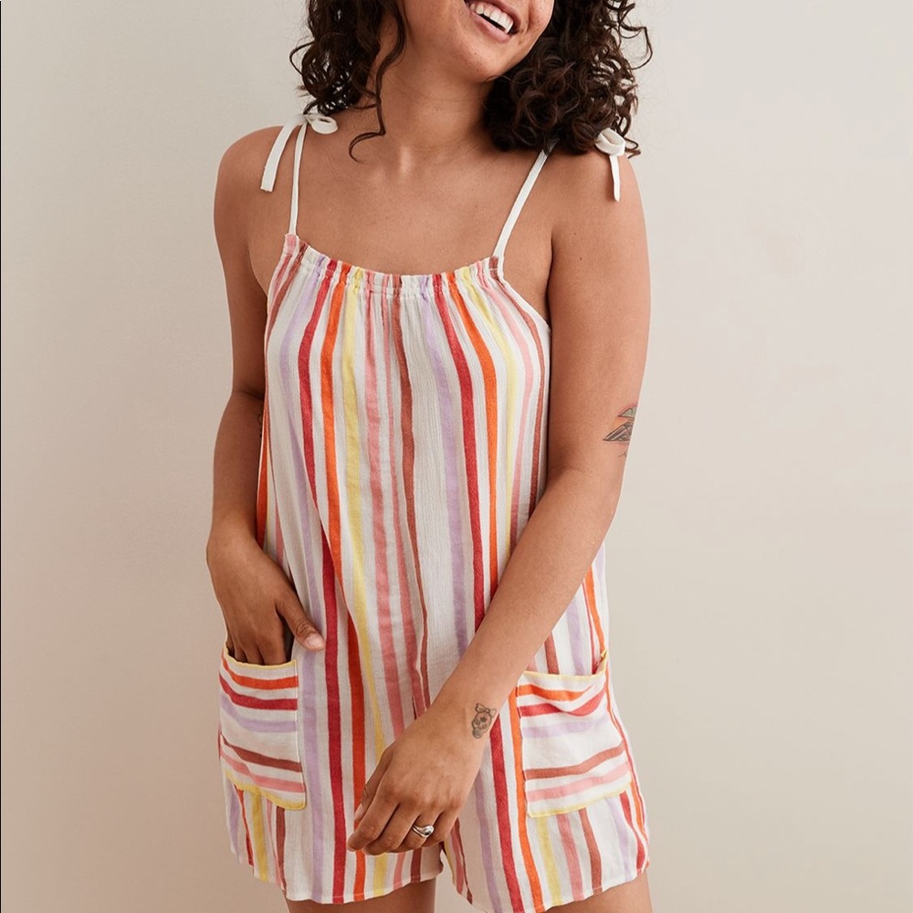 Aerie flowy rainbow romper NWT